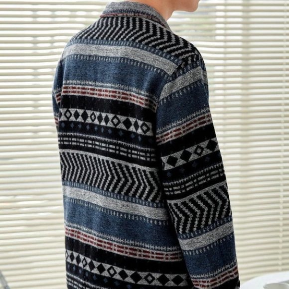 Blue Mens Tweed Overcoat - Picture 2 of 5